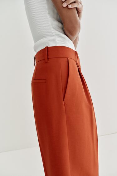 STRAIGHT-LEG DARTED TROUSERS - Dark orange by Zara - Image 5