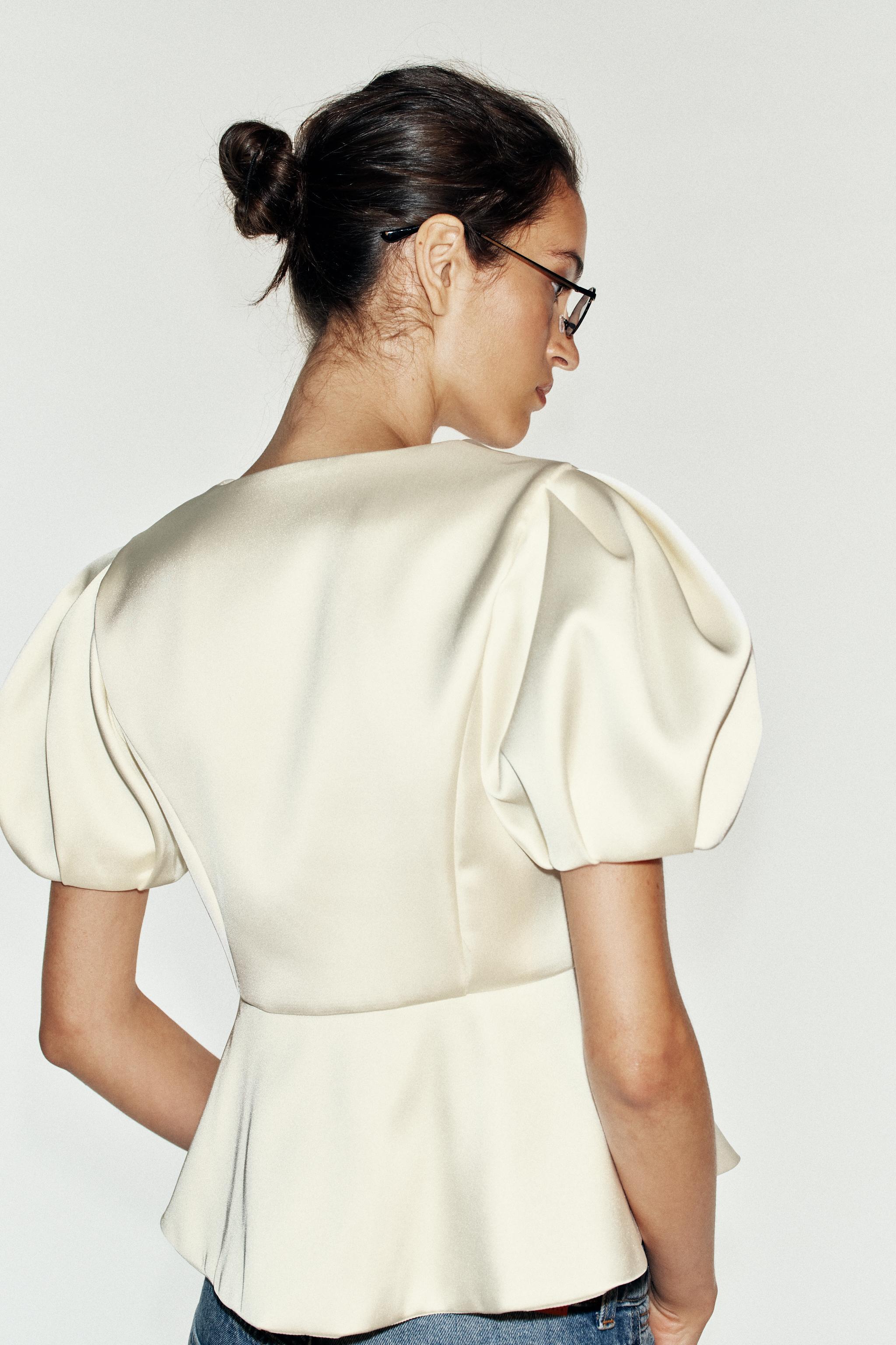 SATIN PUFF SLEEVE TOP