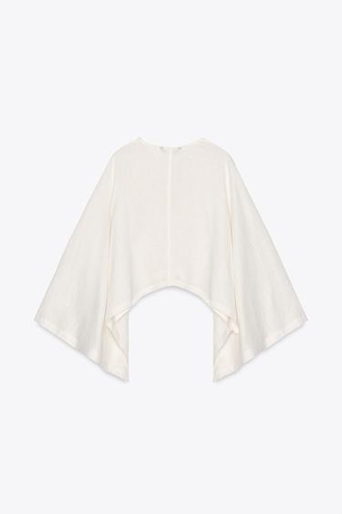ASYMMETRIC CAPE KIMONO - Oyster-white by Zara - Image 5