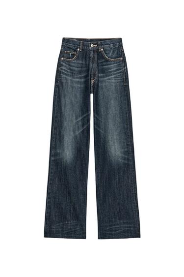 Zara TRF HIGH-WAISTED WIDE LEG JEANS - Navy blue