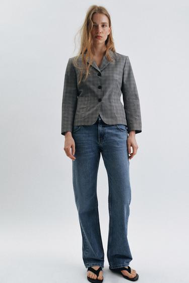 BLAZER À CARREAUX ZW COLLECTION - Noir / Écru de Zara - Image 5