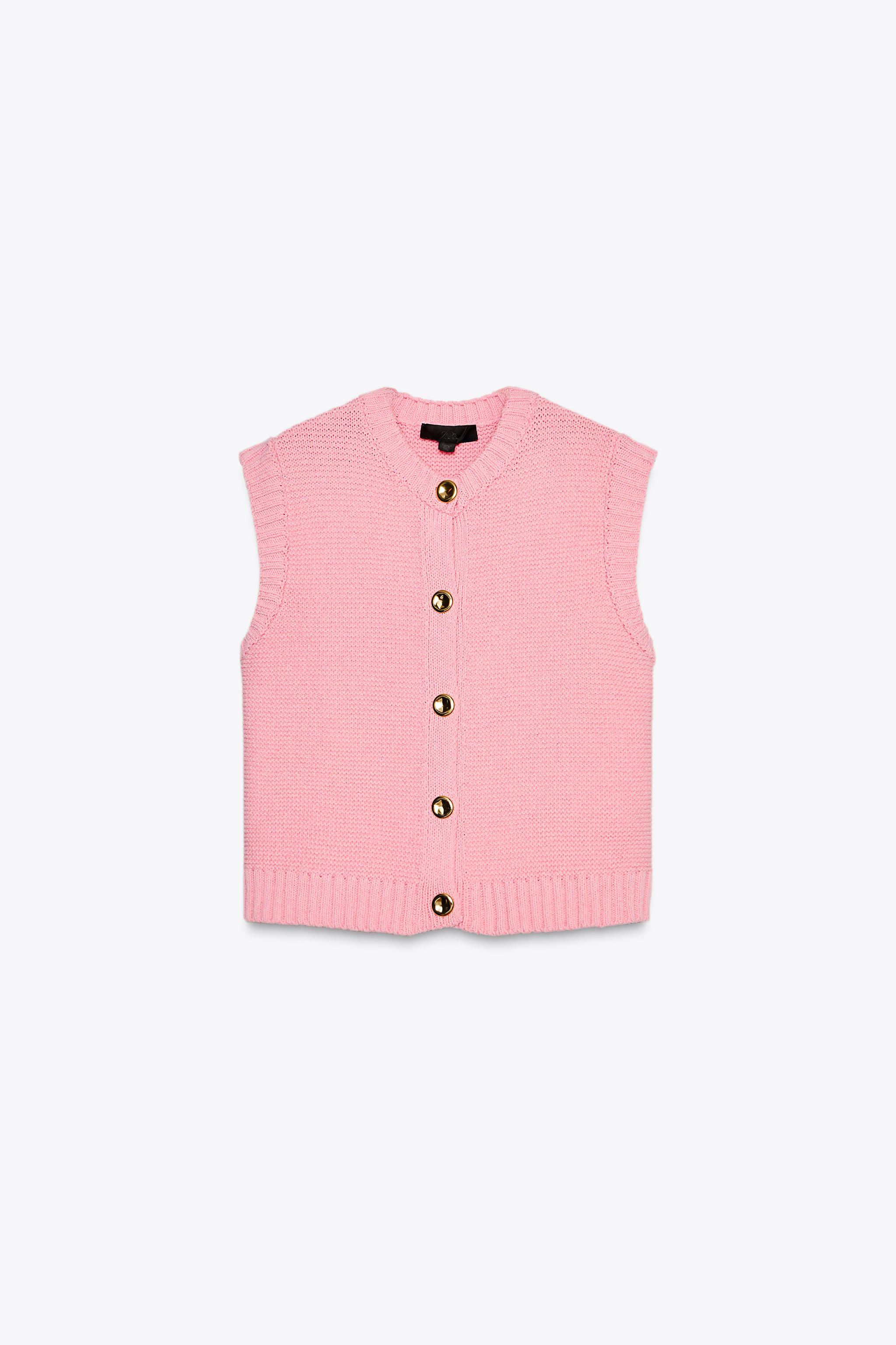 新品　plageLinen ベスト　ピンク ニットベストトップス - ピンク | ZARA Japan / 日本