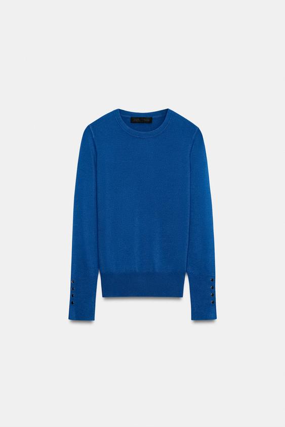 JERSEY BÁSICO PUNTO LISO - Azul tinta de Zara - Imagen 0