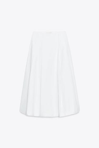 JUPE MI-LONGUE PLISSÉE - Blanc de Zara - Image 4