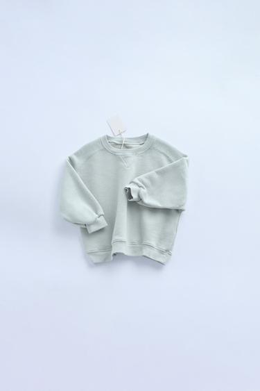 Zara TIMELESS - PLAIN SWEATSHIRT WITH DETAIL - Light blue