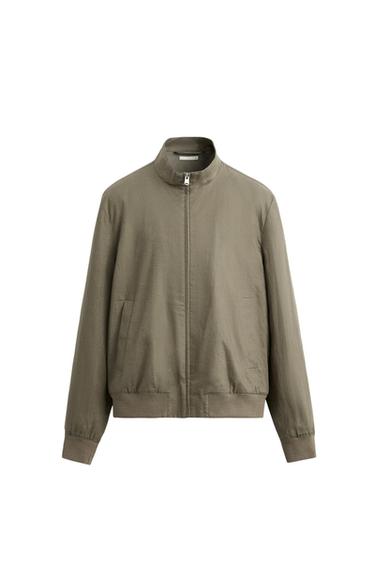 BOMBERJACKE AUS 100 % LEINEN - Helles Khaki von Zara - Bild 0