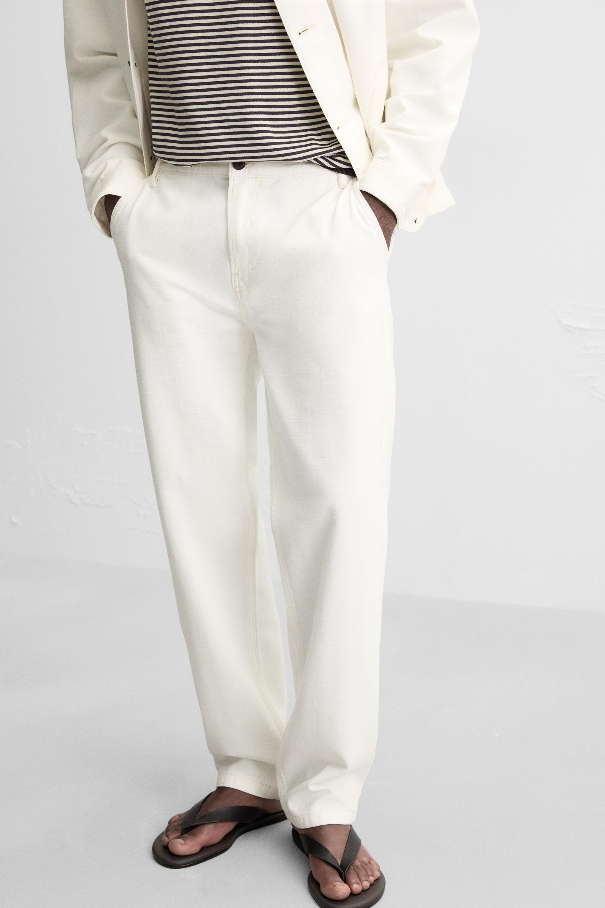 HERRINGBONE STRAIGHT FIT PANTS - Ecru | ZARA United States