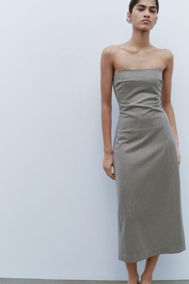 SPARKLY STRAPLESS DRESS - Anthracite Grey by Zara
