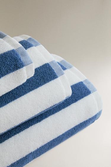 SERVIETTE DE BAIN RAYURES LARGES - Écru / Bleu de Zara - Image 1