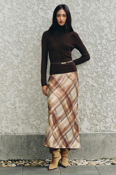 100% WOOL HIGH NECK JUMPER WITH BELT - Chocolate by Zara