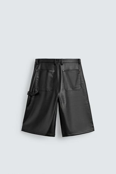BERMUDA WIDE FIT MATIÈRE SYNTHÉTIQUE - Noir / Blanc de Zara - Image 7