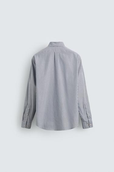 CHEMISE STRUCTURÉE À RAYURES - Blanc / Gris de Zara - Image 6