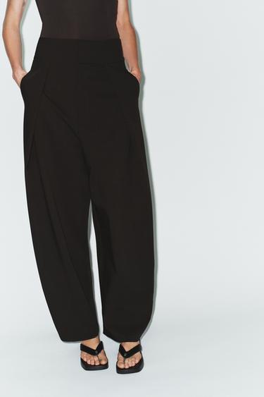 PANTALON BALLON À PLIS - Marron chocolat de Zara - Image 2