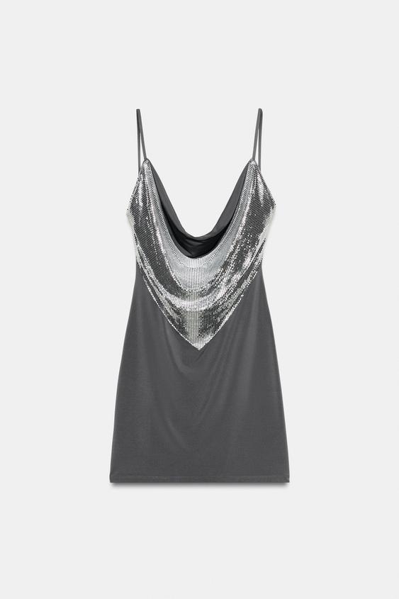 metal mesh dress zara Zara Mesh Halter Brillos Dress
