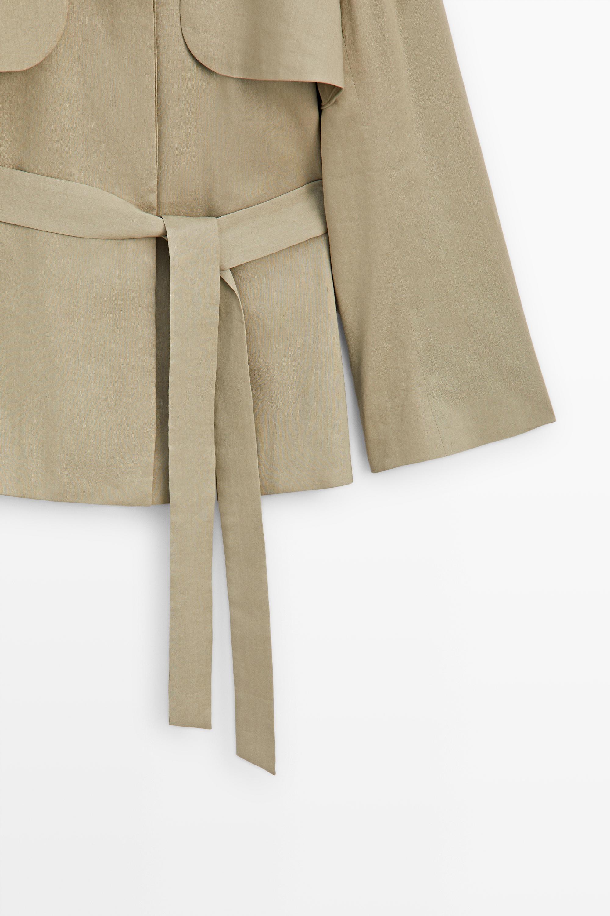 Linen blend short trench coat - STUDIO