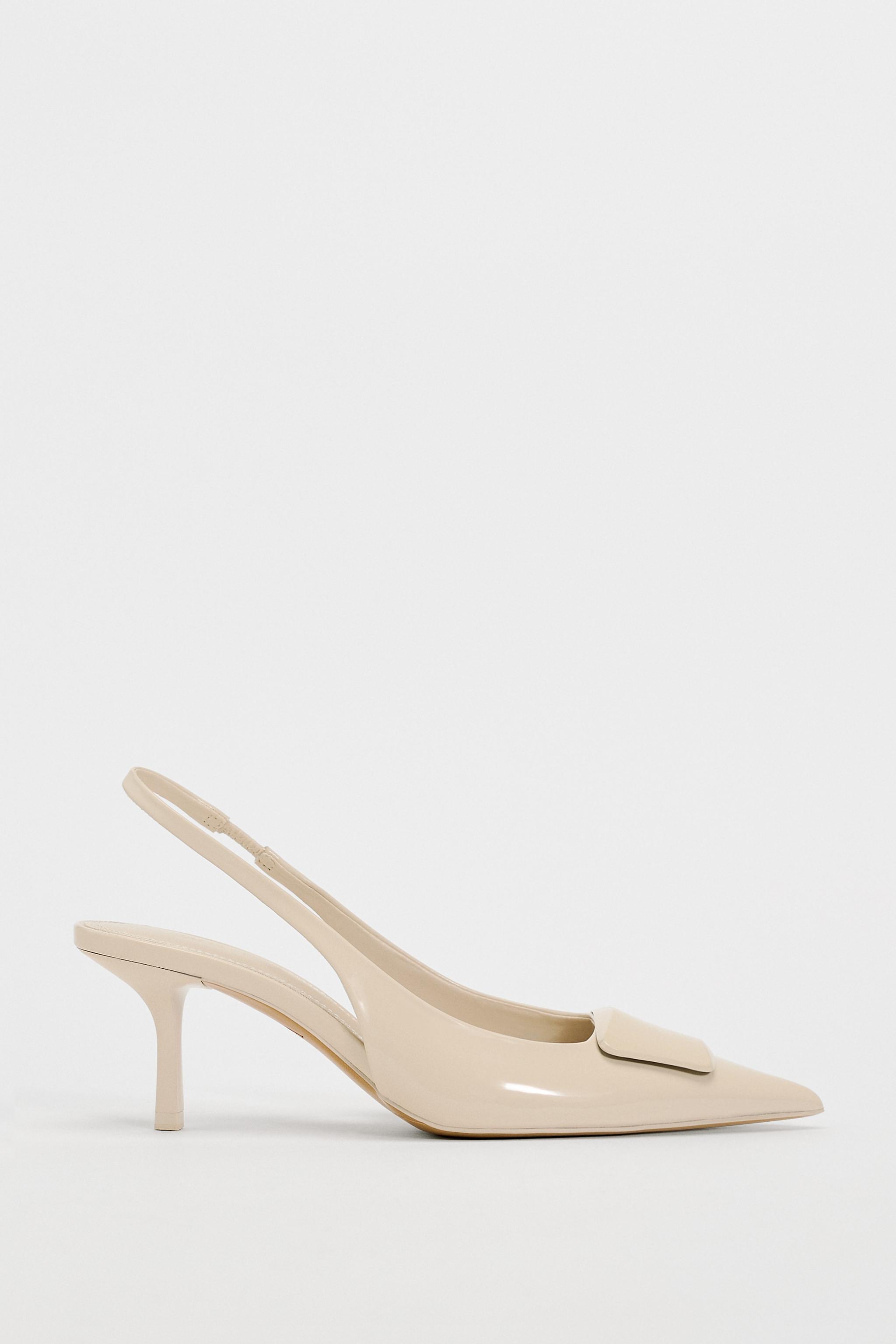 white slingback heels zara