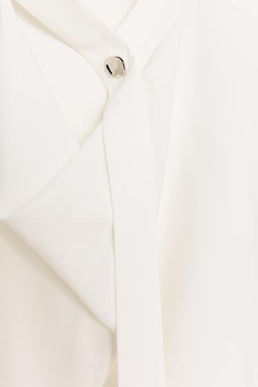 CHEMISE BANDE COL - Écru de Zara - Image 6