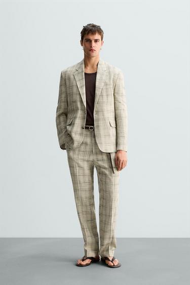 LIMITED EDITION CHECK SUIT TROUSERS - Beige by Zara - Image 0