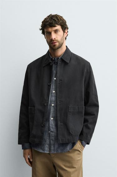 LIGHTWEIGHT TWILL JACKET - Anthracite grey by Zara