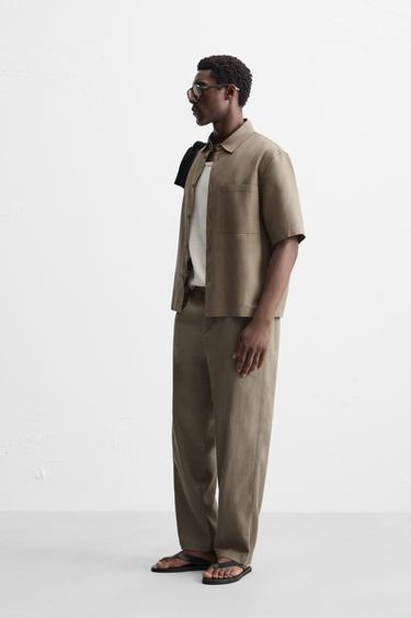 VISCOSE-JUTE TROUSERS - Mink by Zara - Image 3