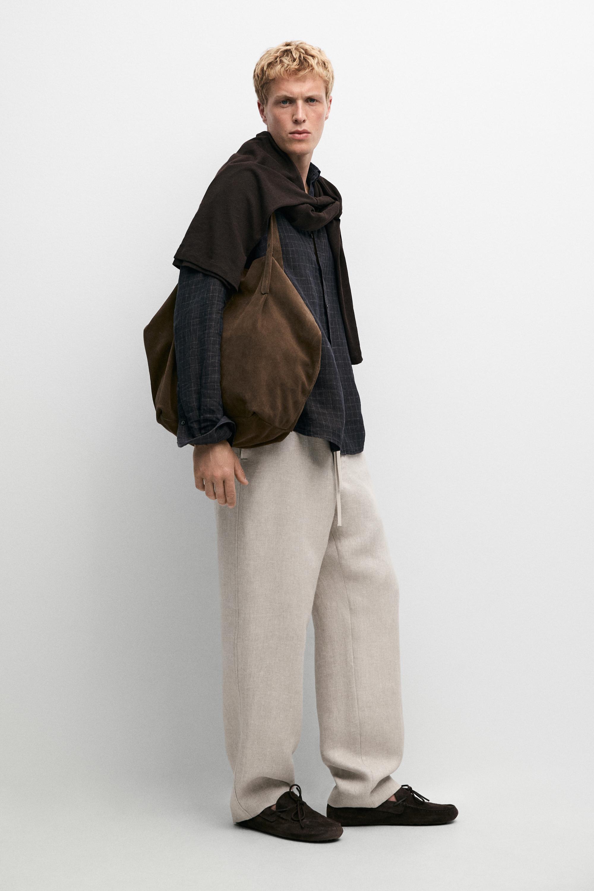 100% linen textured co-ord pants - Ecru | ZARA United States