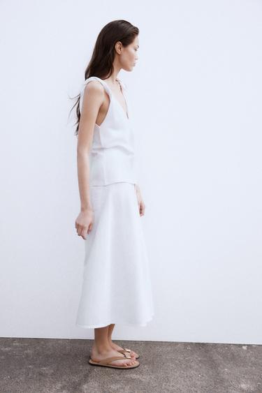 GATHERED COTTON T-SHIRT - White by Zara - Image 3