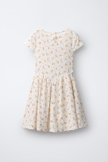 ROBE NID D'ABEILLE À FLEURS - Écru de Zara - Image 1
