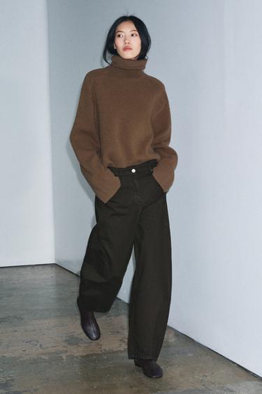 JEANS ZW COLLECTION BALLOON TIRO MEDIO - Chocolate de Zara