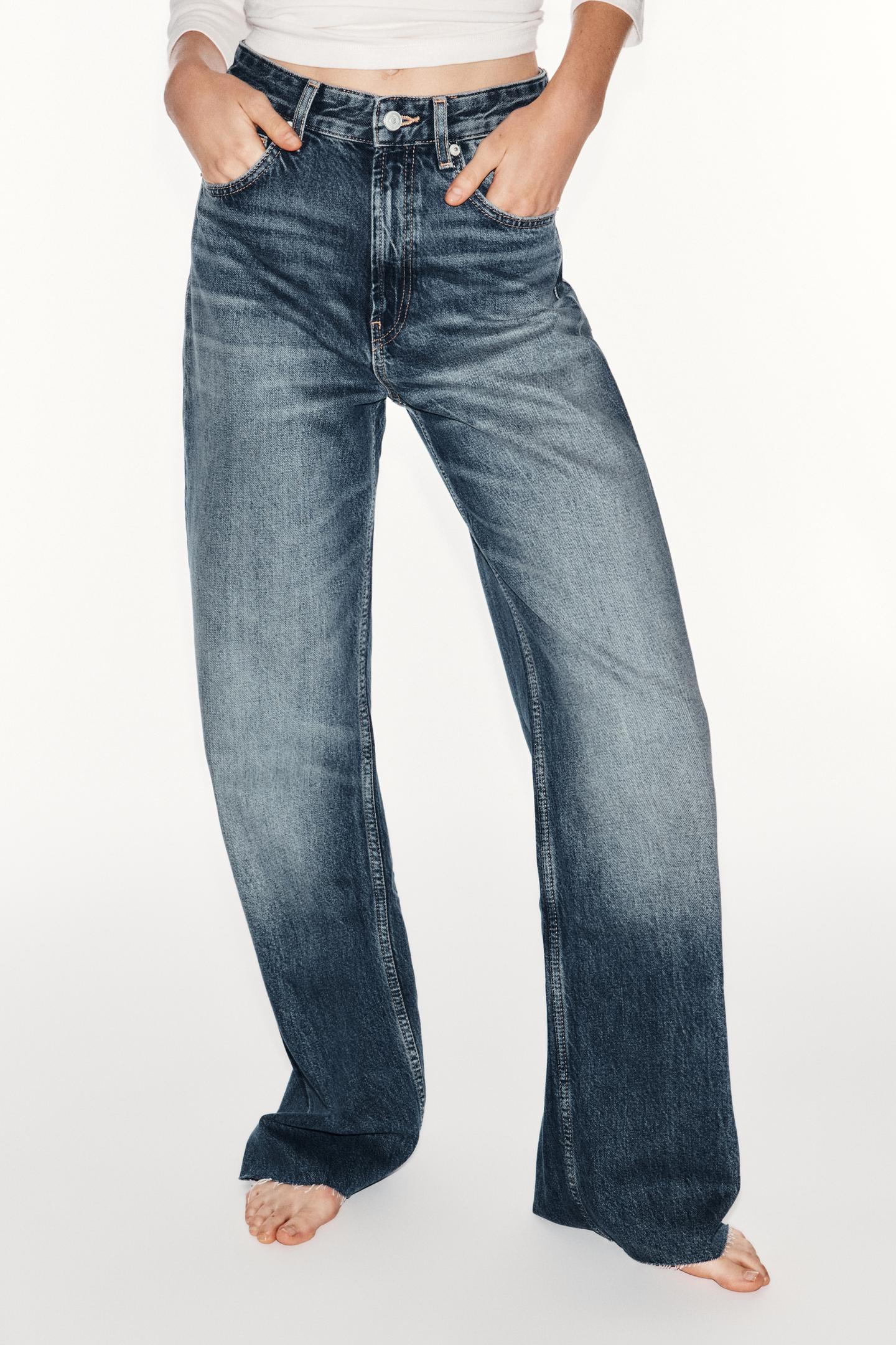 Женские джинсы Zara Trf High-Rise Wide Leg, цвет: Синий — фото 2