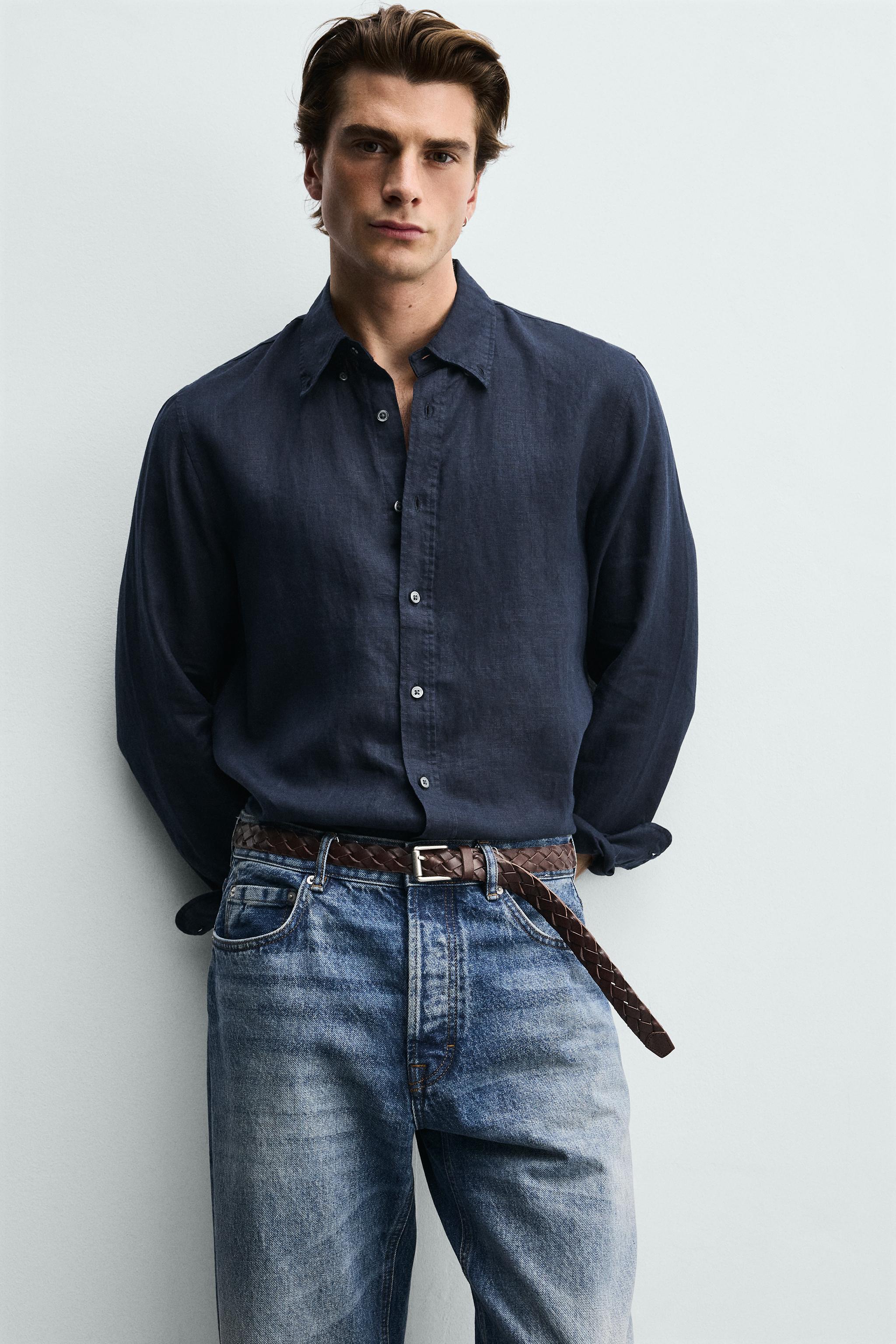 Zara %100 KETEN REGULAR FIT GÖMLEK görsel 6