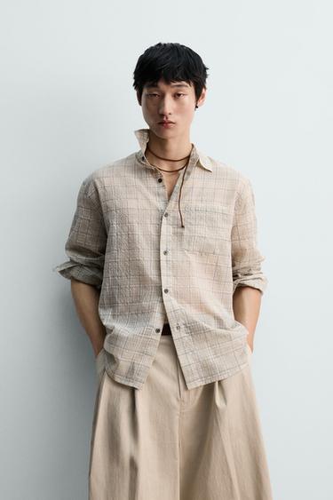 LIGHT CHECK SHIRT - Beige by Zara