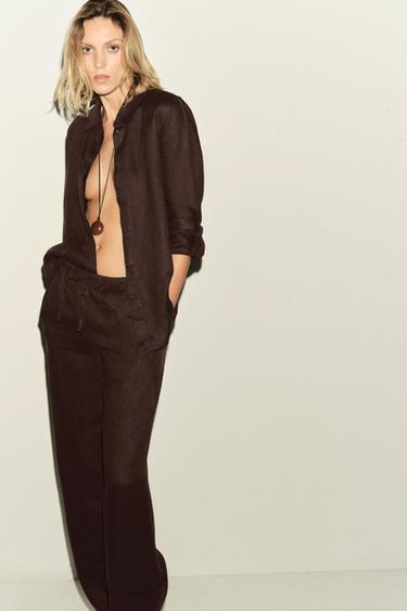 PALAZZO-HOSE AUS REINEM LEINEN ZW COLLECTION - Braun von Zara - Bild 0
