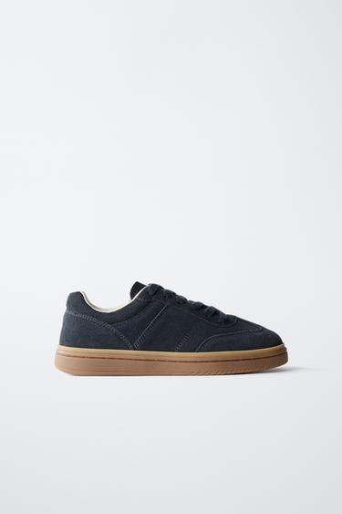 TENNIS EN CUIR - Bleu marine de Zara - Image 0