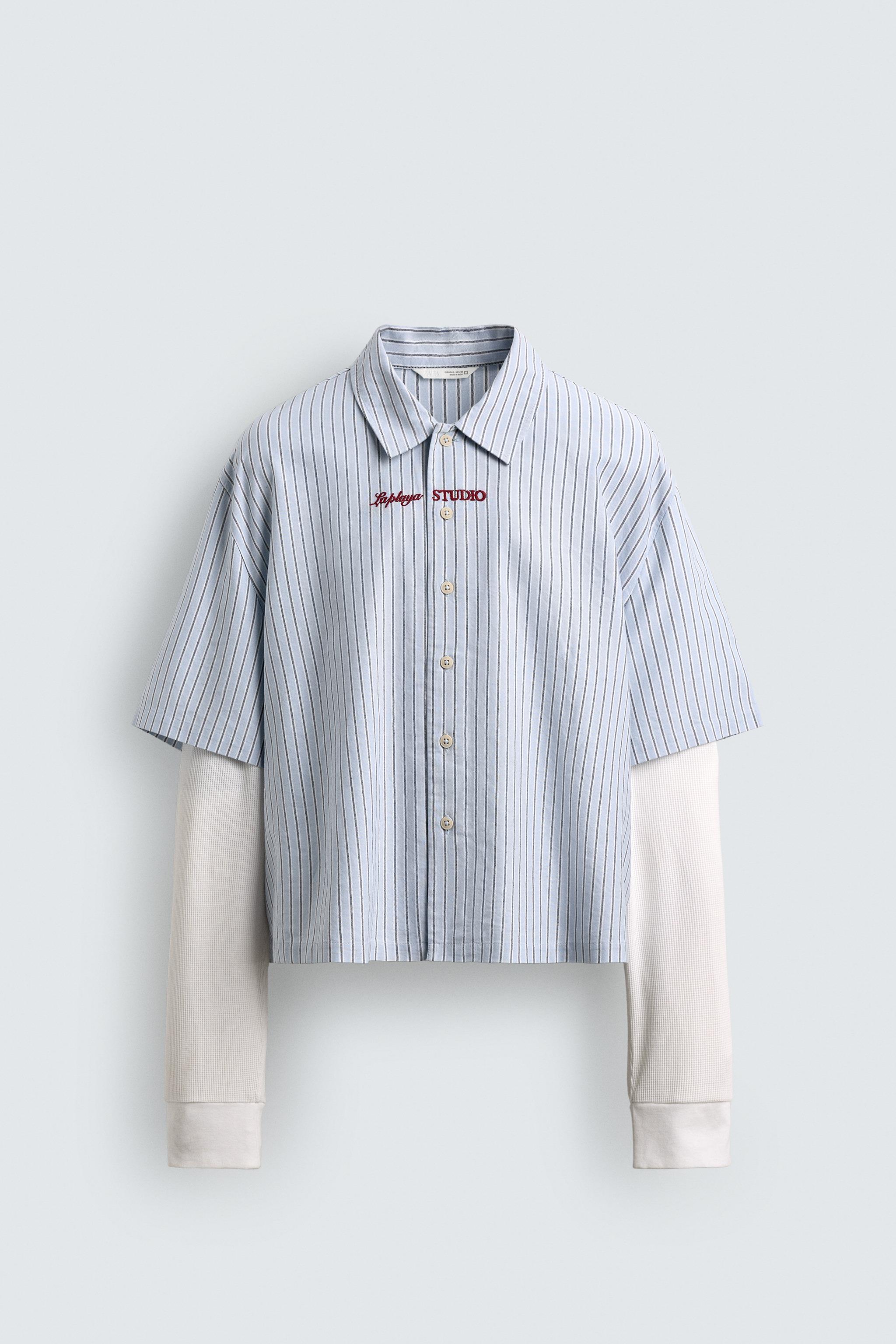CHEMISE À RAYURES AVEC MANCHES EFFET DOUBLE