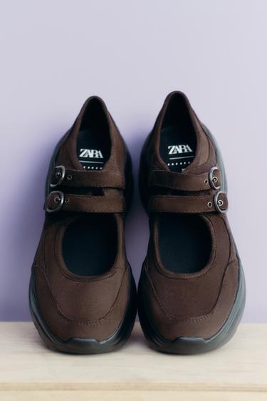 PLATFORM SPORTS BALLET FLATS - Brown by Zara