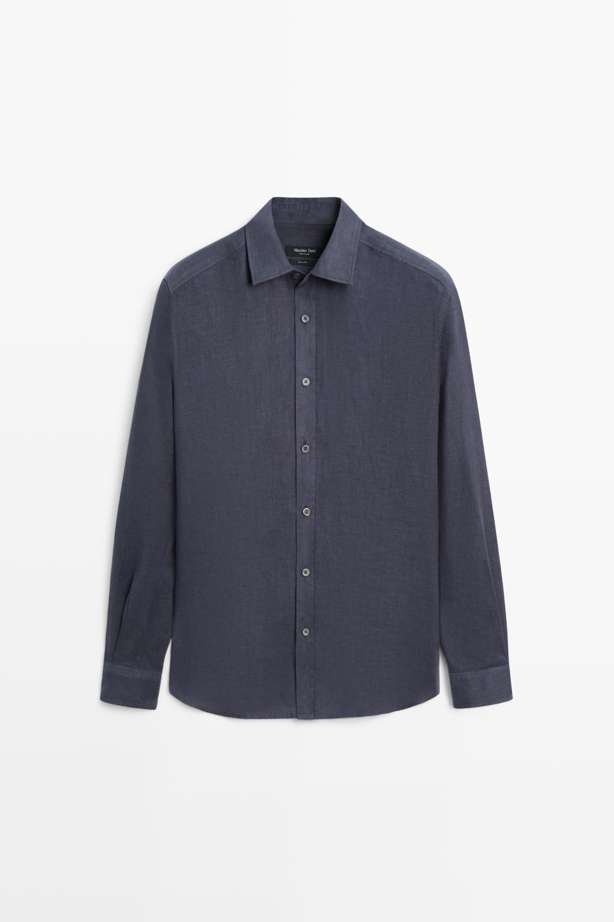 100% linen regular fit shirt — Neon pink