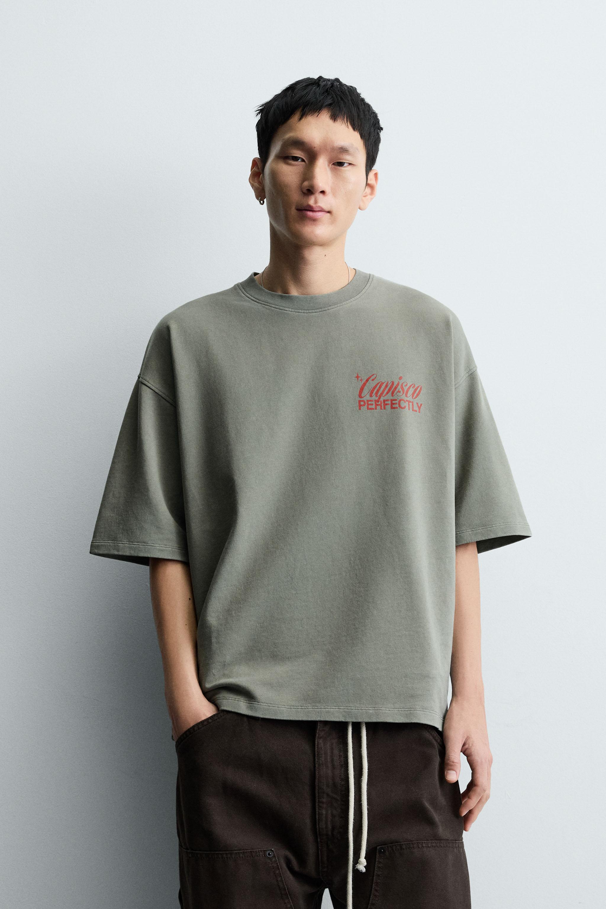 WASHED PRINTED TEXT SWEATSHIRT - Washed green | ZARA United States