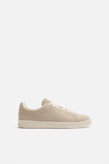 LEATHER SNEAKERS - SAND/BROWN by Zara
