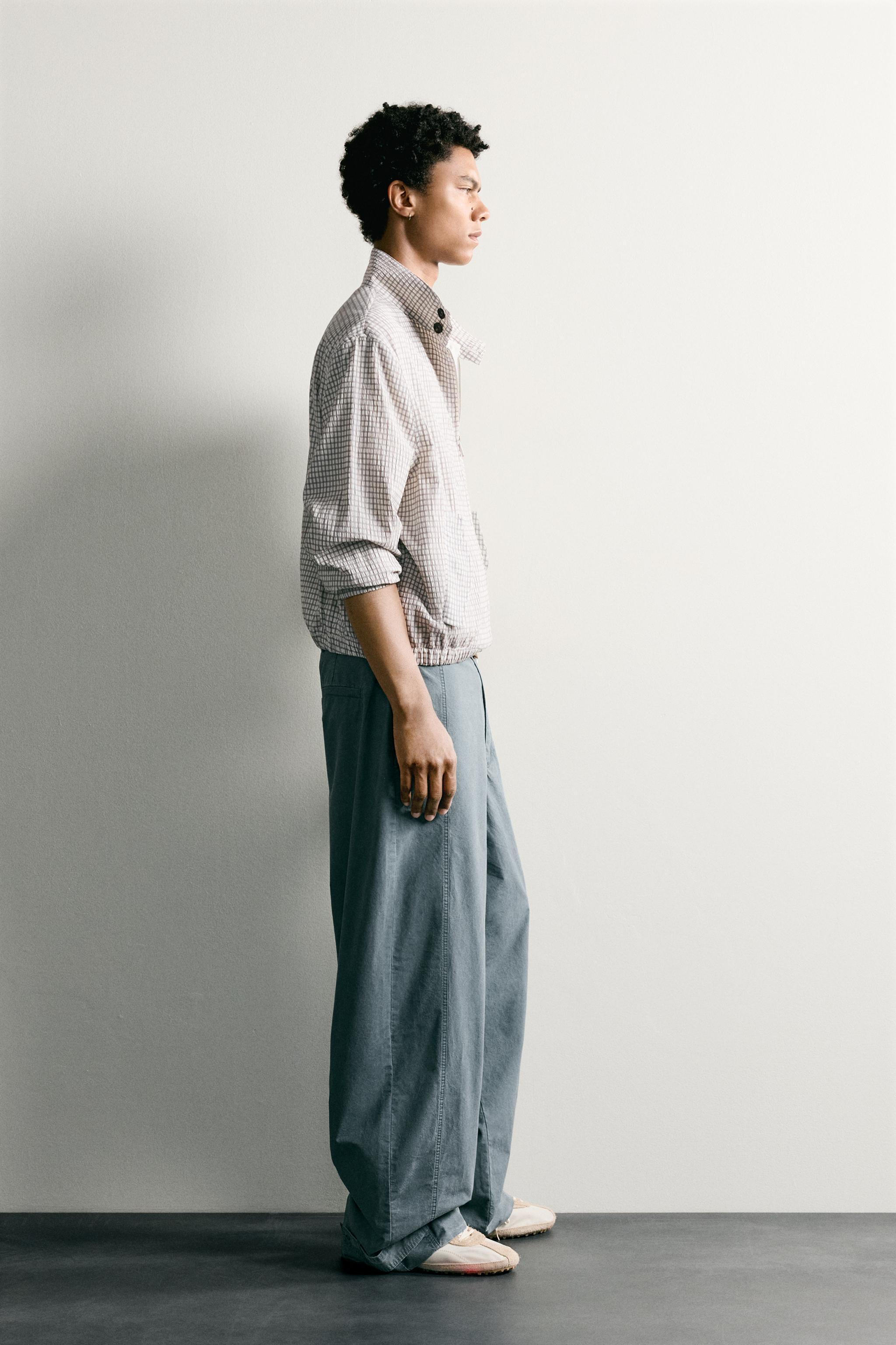 Мужские брюки Zara WASHED RELAXED FIT PANTS WITH TABS — фото 4