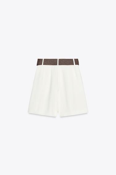 BERMUDA PINCES CEINTURE - Blanc cassé de Zara - Image 6