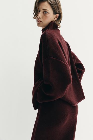 JERSEY PUNTO CUELLO SUBIDO - Burgundy de Zara