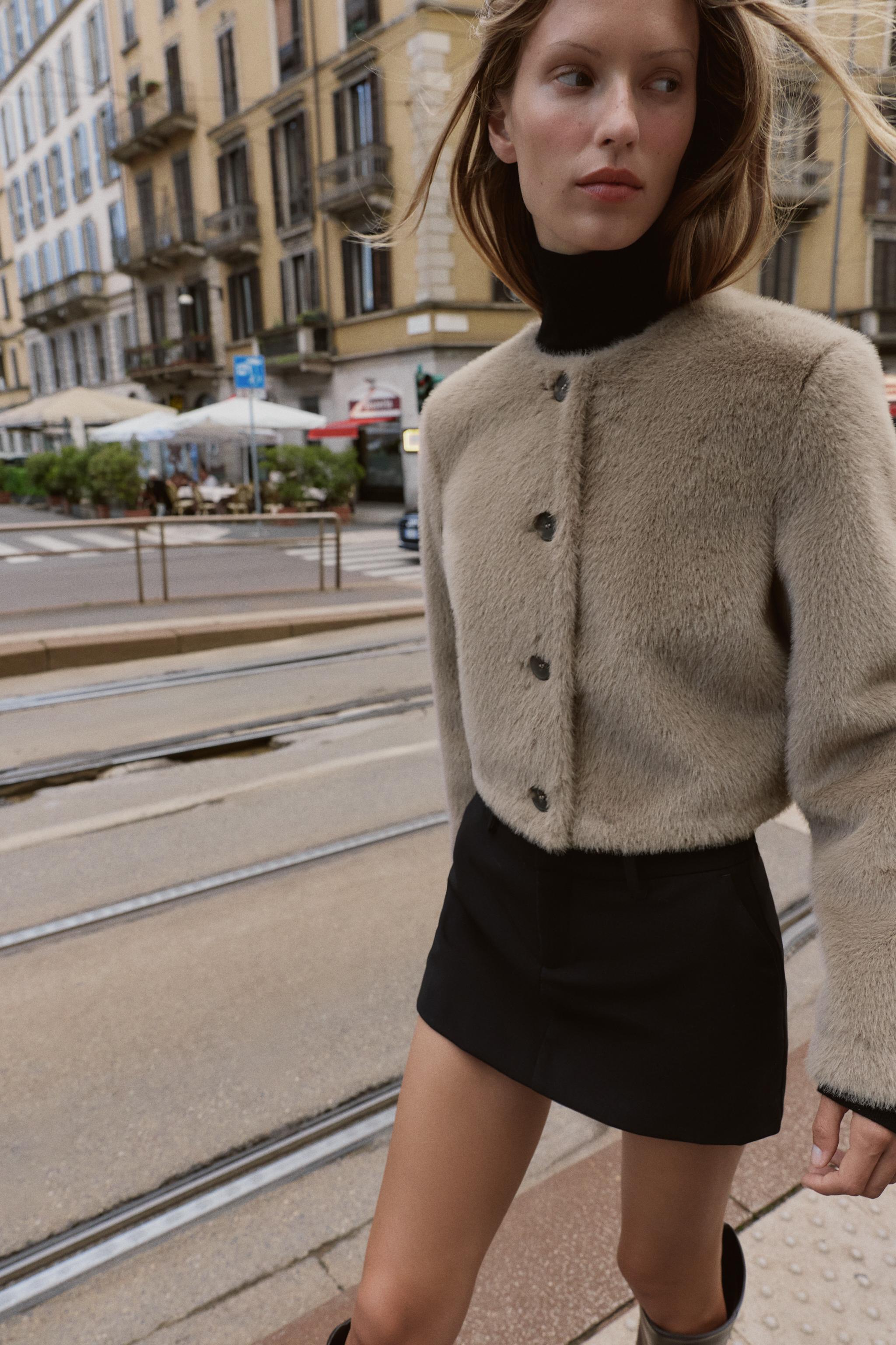 zara レザージャケット　ファー ZARA】LIMITED EDITIONフェイクファージャケット 5194/901/778