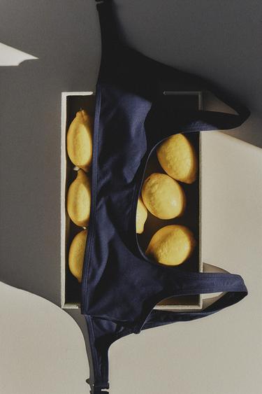 TOP BIKINI PLAGE DÉCOLLETÉ ROND - Bleu de Zara