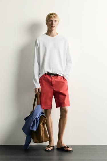 T-SHIRT COLOR BLOCK COTON ET LIN - Blanc de Zara - Image 0