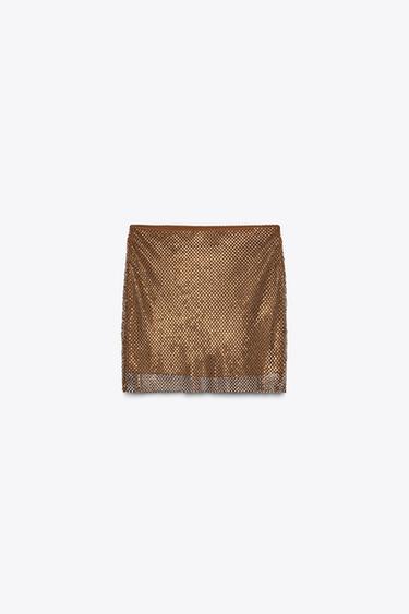 MINI-JUPE STRASS - Bronze de Zara - Image 5