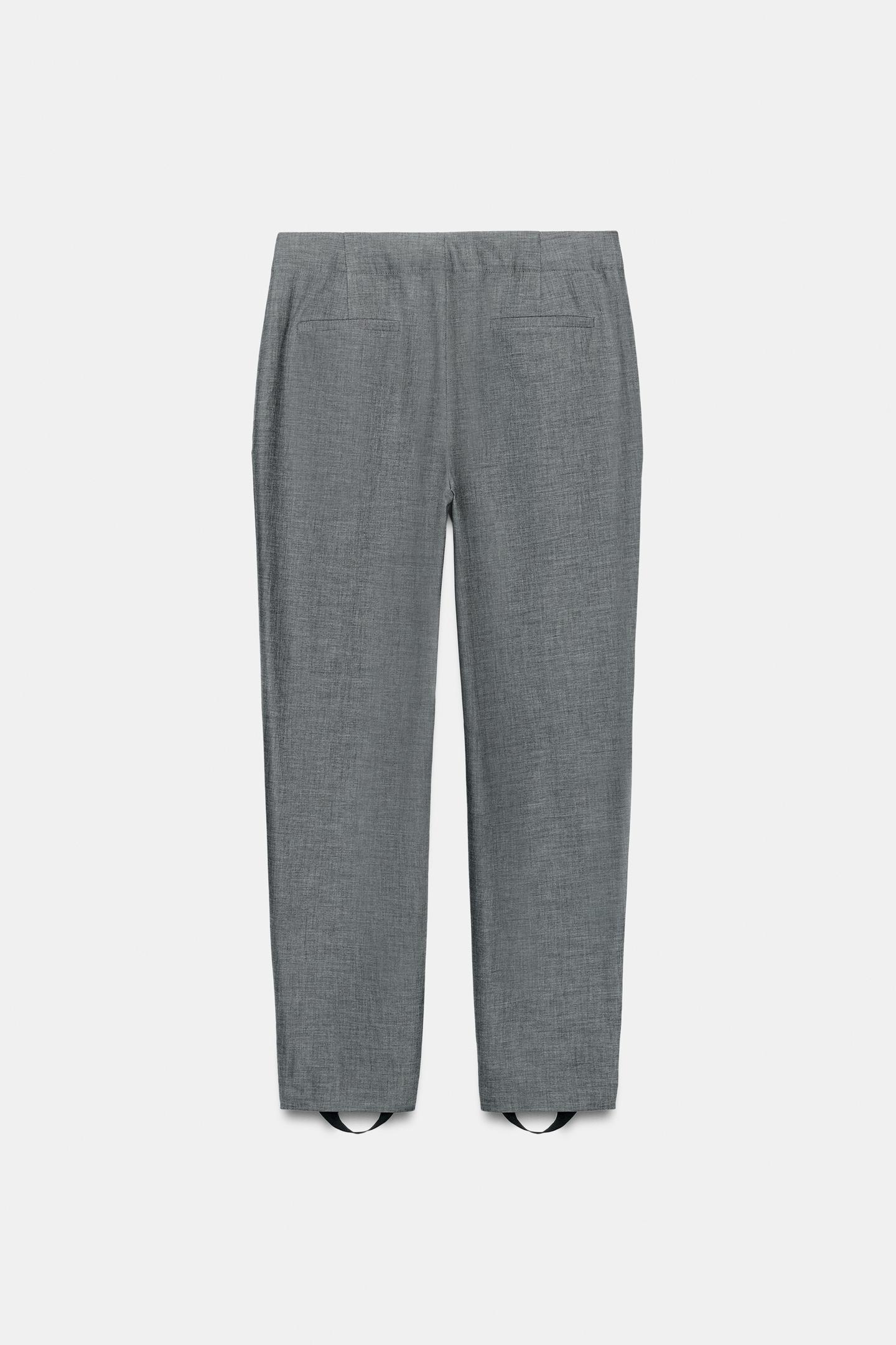 Женские брюки Zara ZW Collection Wool Stirrup, цвет: Серый меланжевый — фото 10