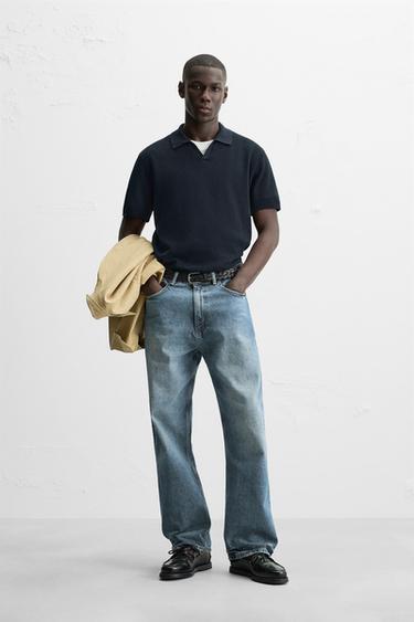 بولو محاك هيكلي - بحري الخاص بـ Zara