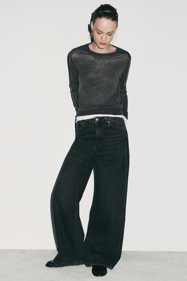 JEANS ZW COLLECTION WIDE LEG TIRO ALTO - Negro de Zara