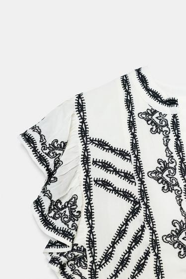 ROBE BRODERIES CONTRASTE ZW COLLECTION - Blanc / Noir de Zara - Image 6