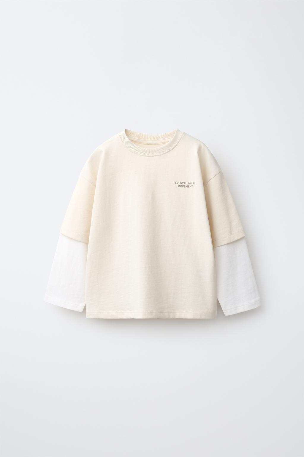 DOUBLE-SLEEVE SLOGAN T-SHIRT